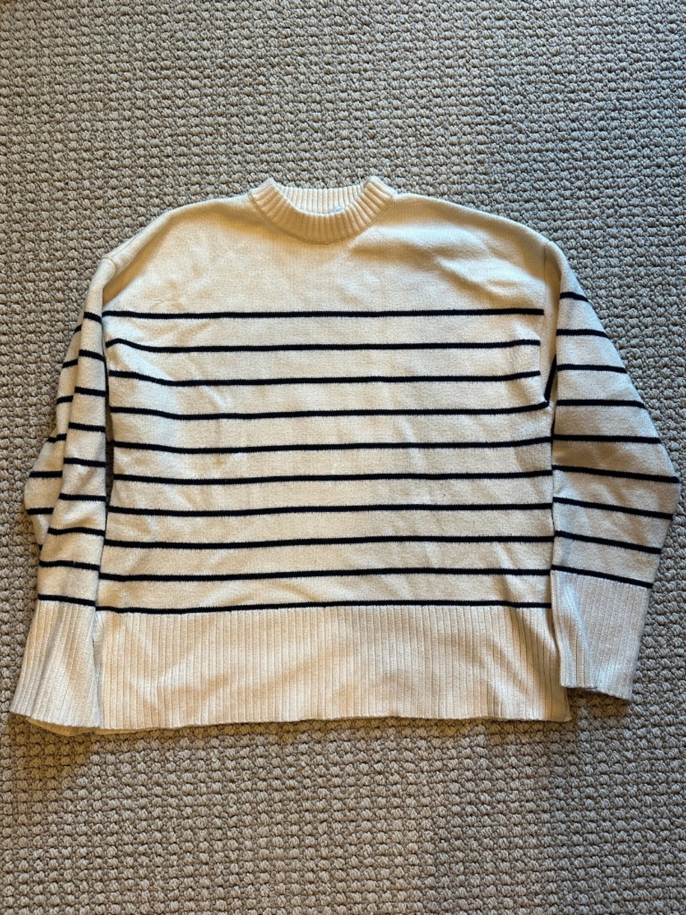 White and Navy Stripe Sweater